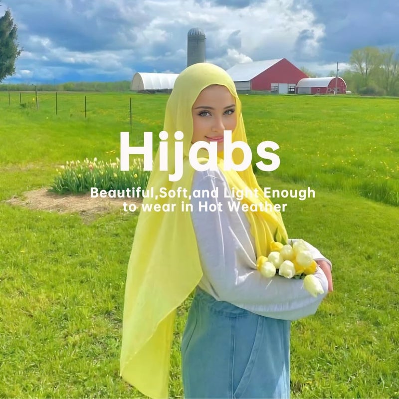 Harewom Chiffon Hijab for Women Sheer Shawl and Wraps for Wedding Bridal Scarves Summer Lightweight Sun-proof Scarf - Image 4